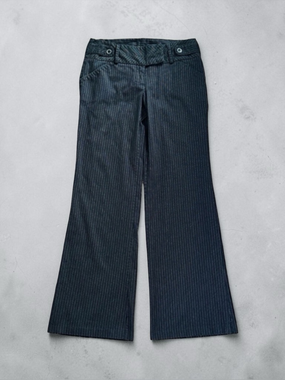 My Michelle Black and White Pinstriped Bootcut Dress Pants